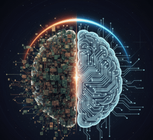 A graphic showing a brain's operating system being upgraded, a core concept of proactive leadership.