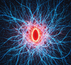 A chaotic neural pathway representing an amygdala hijack in business.